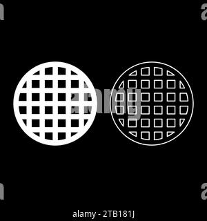 Gitter Gitter Gitter Gitter Gitter Gitter Gitter Grill Grillfläche rund Form Set Symbol weiß Farbe Vektor Illustration Bild einfache feste Füllung Stock Vektor