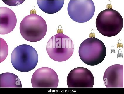 Set lila Weihnachtskugeln ohne Motiv Stock Vektor