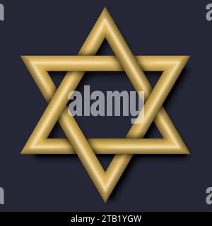 Star of David Schild. Religiöses Symbol des Judentums. Jüdisches Kulturzeichen. Vektorabbildung. Eps 10. Stock Vektor
