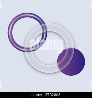 Glassmorphes Websitelayout mit leuchtenden Glaskreisen. Vektorabbildung. Eps 10. Stock Vektor