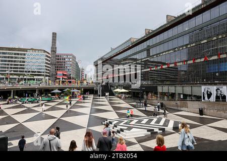 Stockholm, Schweden - 25. Juli 2023: Kulturhuset in Stockholm, Kulturhaus auf dem Sergels Torg-Platz Stockfoto