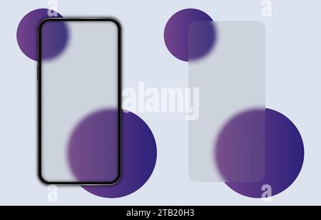 Glassmorphismus-Smartphone. Transparente Glasplatten. Vektorabbildung. Eps 10. Stock Vektor