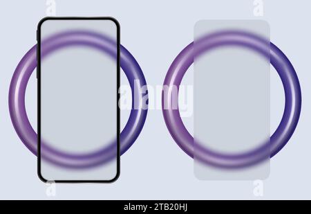 Glassmorphismus-Smartphone. Transparente Glasplatten. Vektorabbildung. Eps 10. Stock Vektor