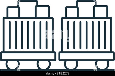Umrisssymbol für Zugfracht. Einfarbiges einfaches Schild aus der Logistikabholung. Trainiere das Cargo-Symbol für Logo, Vorlagen, Webdesign und Infografiken. Stock Vektor