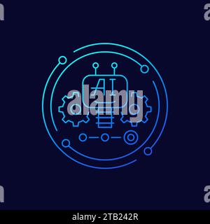 KI-Bot-Symbol, lineares Design mit künstlicher Intelligenz Stock Vektor