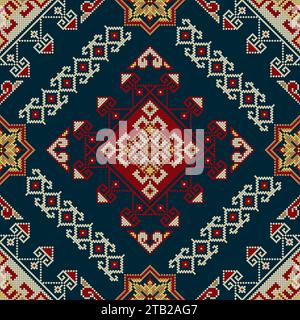 Traditionelle georgische Volkskunst Stickerei Vektor-Muster Stock Vektor