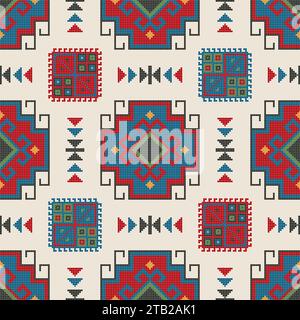 Traditionelle georgische Volkskunst Stickerei Vektor-Muster Stock Vektor