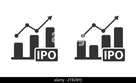 IPO-Symbol. Börsengang – Symbol für erstmaliges öffentliches Angebot oder Börseneinführung. Illustration des flachen Vektors Stock Vektor