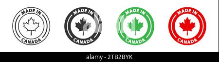 „Made in Canada“-Logo. Etikett für in Kanada hergestellte Produkte. Vektorabbildung Stock Vektor