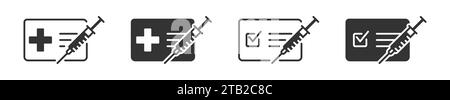 Symbol für Impfpass. Impfzertifikat. Vektorabbildung Stock Vektor