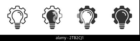 Kreative Ausrüstung und Glühlampe. Innovationssymbol. Vektorabbildung Stock Vektor