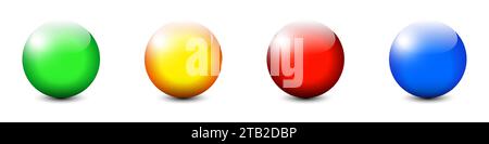 Set mit glänzenden farbigen Kugeln. Glänzende Kugeln. Illustration des flachen Vektors Stock Vektor