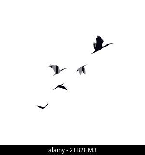 Vogelfliege in Formation. Vogeltier-Logo. Vogelsymbol Stock Vektor