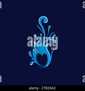 Love Water Splash-Logo. Abstrakte Vektorillustration des Wassers. Vektor der Wasserkunst Stock Vektor