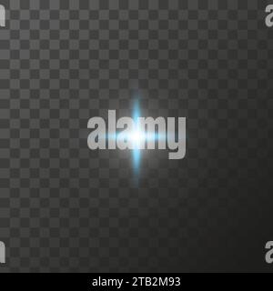 Helle Sterne, Blendlichteffekte, glänzende Leuchtelemente auf transparentem Hintergrund. Vektor isoliert Spezialeffekte Stock Vektor