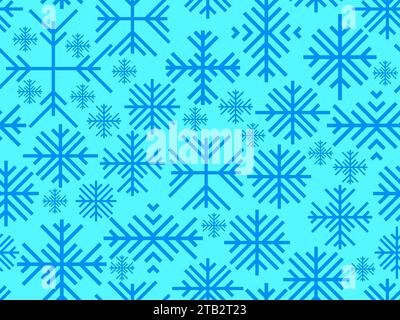 Nahtloses Wintermuster mit Schneeflocken. Weihnachten und Neujahr Hintergrund mit geometrischen Schneeflocken in verschiedenen Formen. Design für Tapeten, Banner Stock Vektor