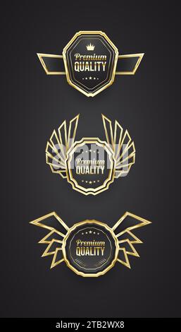 Premium-Qualitätsabzeichen in Schwarz und Gold Stock Vektor