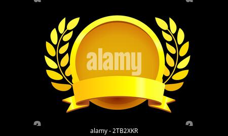 Goldener Lorbeerkranz der Gewinner. 3D Realistic Luxury Leadership Award. Vektorabbildung Stock Vektor