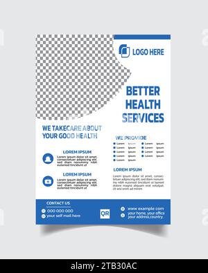 Minimalistischer medizinischer Flyer, Krankenhaus Flyer Vorlage einzigartiges Krankenhaus Pflege Abdeckung Design Stock Vektor