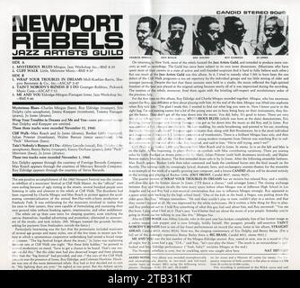 CD: Charles Mingus, Max Roach, Eric Dolphy, Roy Eldridge, Jo Jones – Newport Rebels. (TECW-20555), veröffentlicht am 23. Juli 1999. Stockfoto