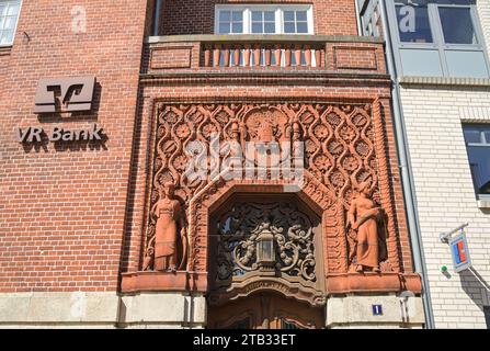 Volksbank, ehemals Gebäude Vorschuss Verein, Kirchstraße, Altstadt, Bad Segeberg, Schleswig-Holstein, Deutschland Stockfoto