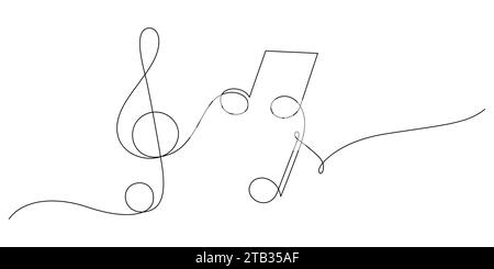Musikkonzept mit Noten in einer Zeile, die Minimalismus-Vektor zeichnet Stock Vektor