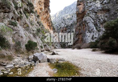 Torrent de Pareis (Tramontana-Gebirge), Mallorca, Balearen, Spanien. Stockfoto