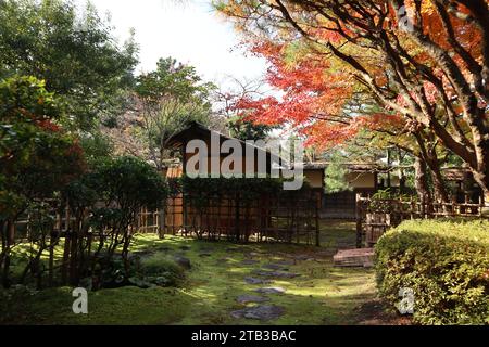 Japanischer Teestube Garten von Tsurugajo Castle in Aizuwakamatsu, Fukushima, Japan Stockfoto