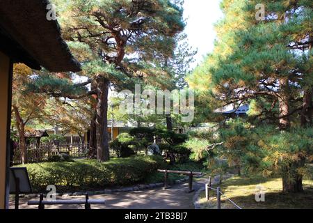 Japanischer Teestube Garten von Tsurugajo Castle in Aizuwakamatsu, Fukushima, Japan Stockfoto