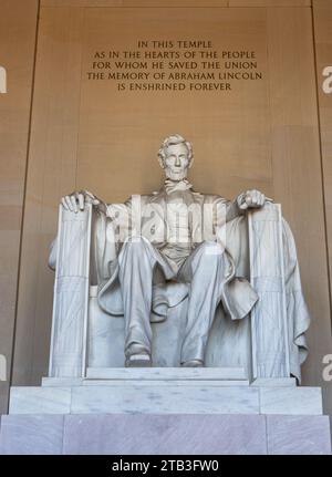 Das Lincoln Memorial ist ein nationales Denkmal zu Ehren des 16. Präsidenten der Vereinigten Staaten, Abraham Lincoln. Stockfoto