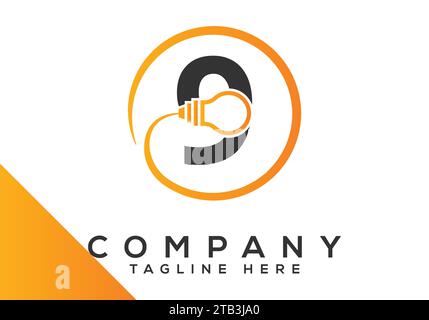 Design-Vektorvorlage für elektrische Glühlampen Letter 9. Logo-Symbole für Industrie und Technologie Stock Vektor