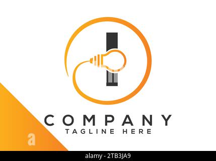 Design-Vektorvorlage für elektrische Glühlampen Buchstabe I. Logo-Symbole für Industrie und Technologie Stock Vektor