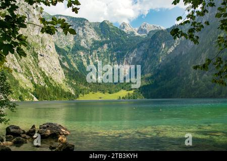 An der Fischunklalm am Obersee hinter dem Königssee im Nationalpark Berchtesgadener Land, Oberbayern, Deutschland Stockfoto