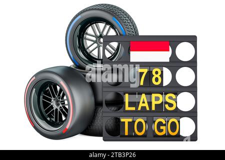 Marokkanischer Rennsport, Boxbrett mit Flagge Marokkos und Rennräder mit verschiedenen Reifenmischungen. 3D-Rendering isoliert auf weißem Hintergrund Stockfoto