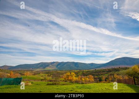 Herbstliche Landschaft. Cerezo de Arriba, Provinz Segovia, Castilla Leon, Spanien. Stockfoto