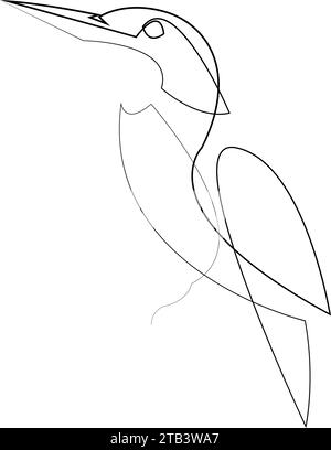 Einzeilige Silhouette mit kingfisher- oder Halcyon-Vogelmotiv. Handgezeichnete Minimalismus Stil Vektor Illustration Stock Vektor