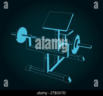 Stilisierte Vektor-Illustration der Prediger-Curl-Maschine Stock Vektor