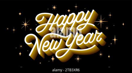 Schriftzug. Frohes Neues Jahr. Schrifttext, Kalligraphie-Handschrift für weihnachten Happy New Year. Weihnachten weihnachten Hintergrund, Happy New Year Symbol für Web, Druck. Grußkarte. Vektorabbildung Stock Vektor