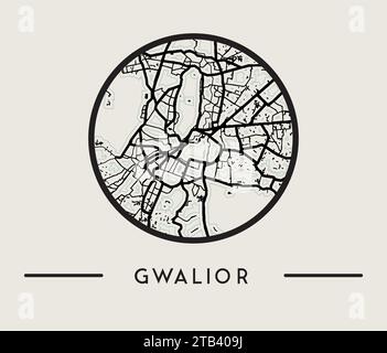 Abstrakter Stadtplan von Gwalior – Stock-Illustration als EPS 10-Datei Stock Vektor