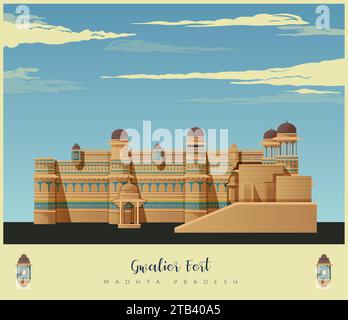 Gwalior Fort - Ein Hügelfort - Stock Illustration als EPS 10 Datei Stock Vektor