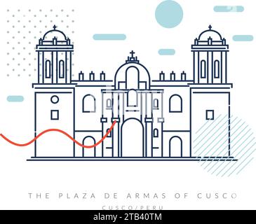 Die Plaza de Armas von Cusco – Stock Illustration als EPS 10 Datei Stock Vektor