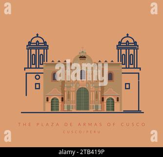 Die Plaza de Armas von Cusco – Stock Illustration als EPS 10 Datei Stock Vektor