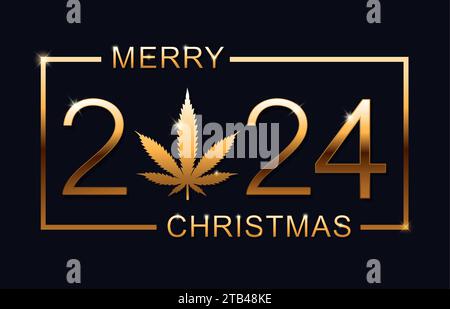 Neujahr 2024 und frohe Weihnachten Grußkarte Vektor Illustration. Frohe Weihnachten 2024. Stock Vektor