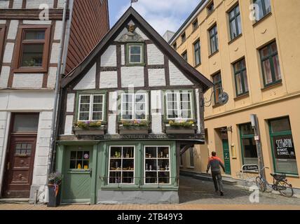 Alte Geschäftshäuser, Kunstdrechslerei Zettler, Buschstraße, Altstadt, Schwerin, Mecklenburg-Vorpommern, Deutschland Stockfoto