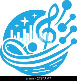 Harmonisieren Sie Ihre Marke mit unserer Music Store Logo-Vorlage in Vector. Dieses sorgfältig gefertigte Emblem verkörpert den Rhythmus und die Melodie des musikalischen Ausdrucks Stock Vektor