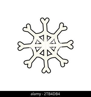 Vektor groovy Retro Cartoon Schneeflocke isoliert auf weißem Hintergrund Stock Vektor