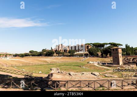 Panoramablicke des Circus Maximus (Circo Massimo) in Rom, Provinz Latium, Italien. Stockfoto