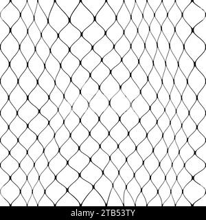 Fischnetz nahtloses Muster oder Netzhintergrund mit Netzgitter des Angelseils, Vektorwellenlinien. Netz- oder Jagdfang ordentlich und Meeresmaschenmuster Hintergrund von Fischern Stofflinien Stock Vektor