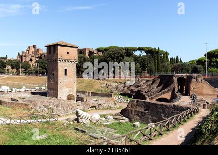Panoramablicke des Circus Maximus (Circo Massimo) in Rom, Provinz Latium, Italien. Stockfoto