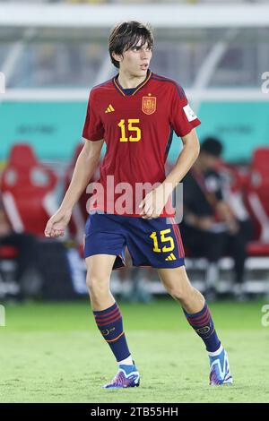 Surakarta, Indonesien. November 2023. Spanier Andres Cuenca beim Achtelfinale der FIFA U-17-Weltmeisterschaft Indonesien 2023 gegen Spanien 2-1 Japan im Manahan-Stadion in Surakarta, Indonesien, 20. November 2023. Quelle: AFLO/Alamy Live News Stockfoto
